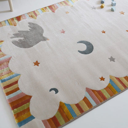 Multicoloured nursery rug dancing birds