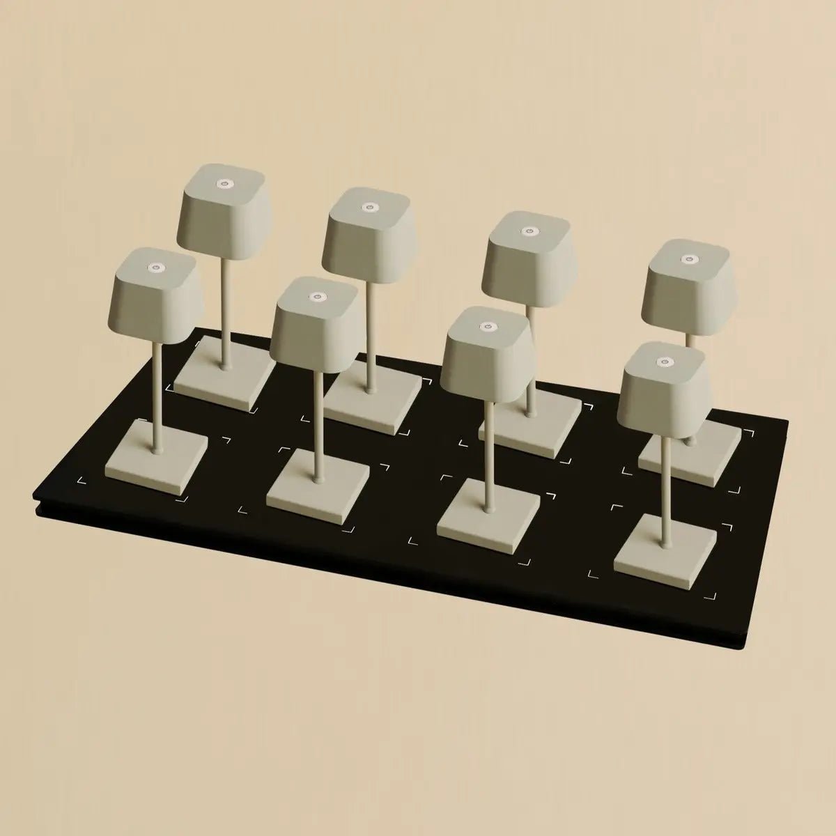 Tafellampen set 8x Sarphati Mini Shadow Grey met laadstation