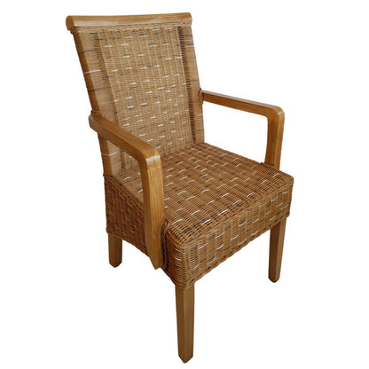 Eetkamerstoelen Met Armleuningen Rattan Capuccino 2 Stuks