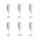 White Champagne Flutes 210 ml Acrylic Durable Set of Six