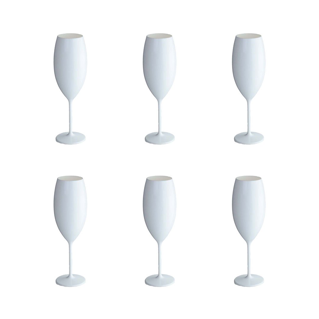 Champagneglazen wit acryl 210 ml set 6
