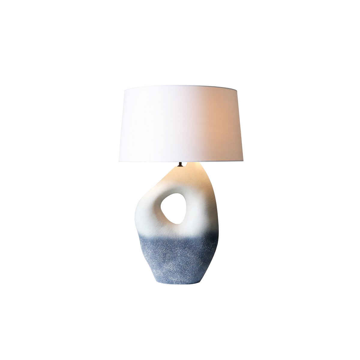 Tafellamp keramiek linnen blauw wit 69 cm