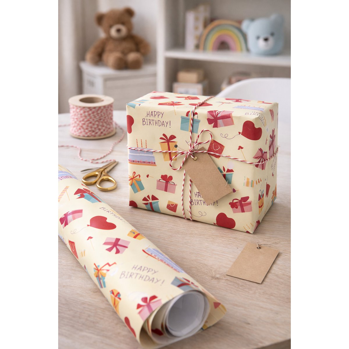 Inpakpapier 3 rollen 50x75 cm geel