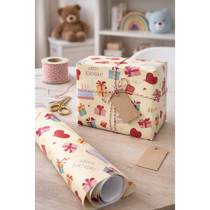 Inpakpapier 3 rollen 50x75 cm geel