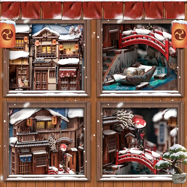 Booknook La Neige á Kyoto 19,5x12x22 cm berkenhout