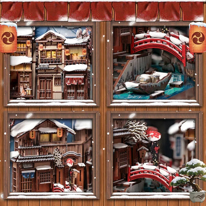 Booknook La Neige á Kyoto 19,5x12x22 cm berkenhout