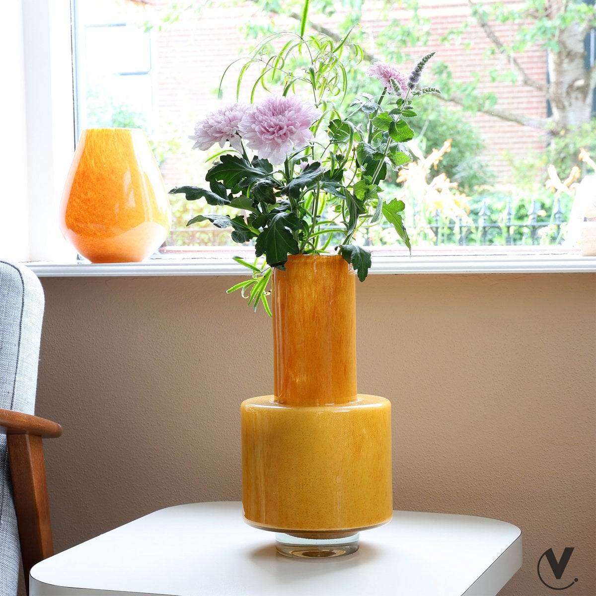 Vaas 36 cm geel glas