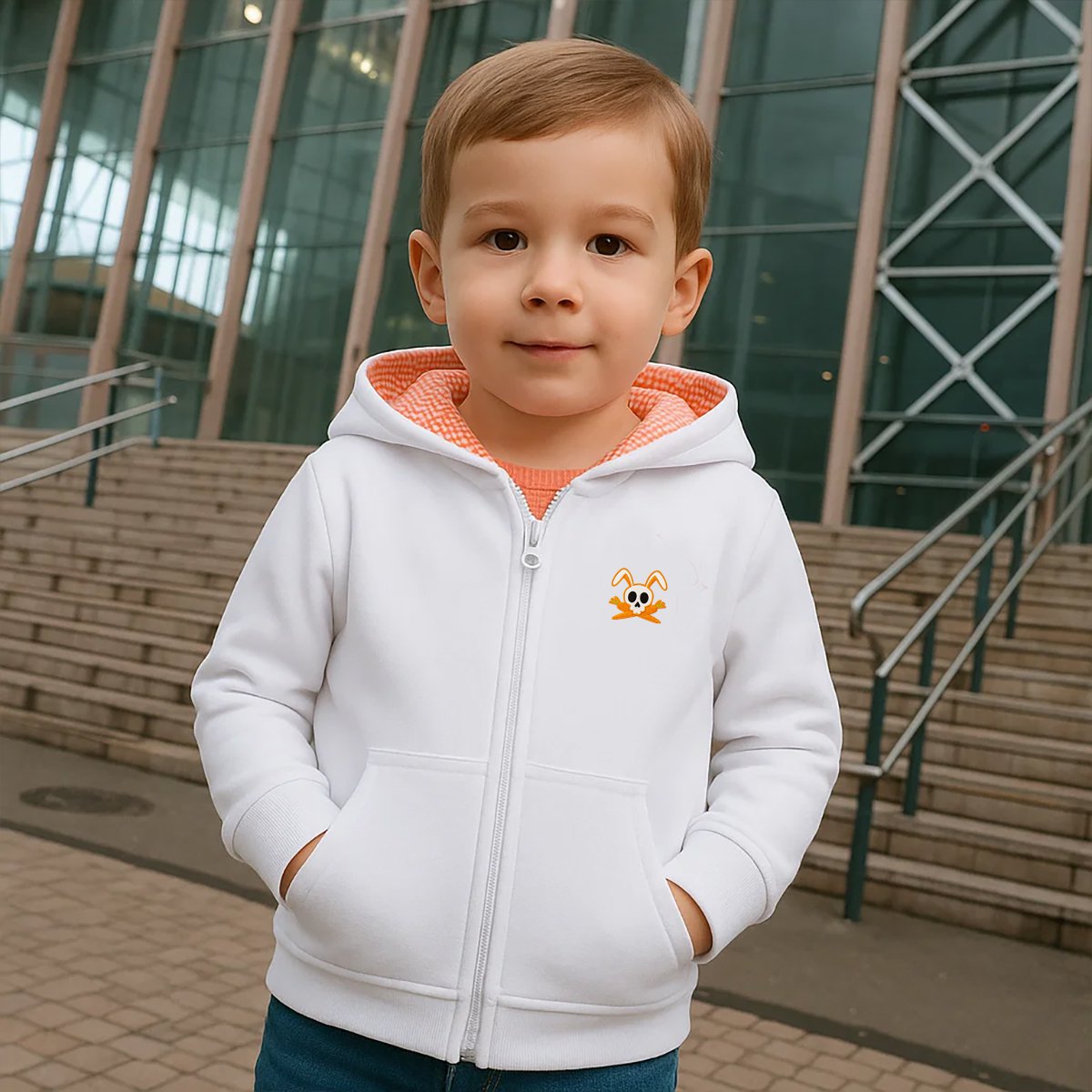 Sweatshirt biologisch katoen wit oranje
