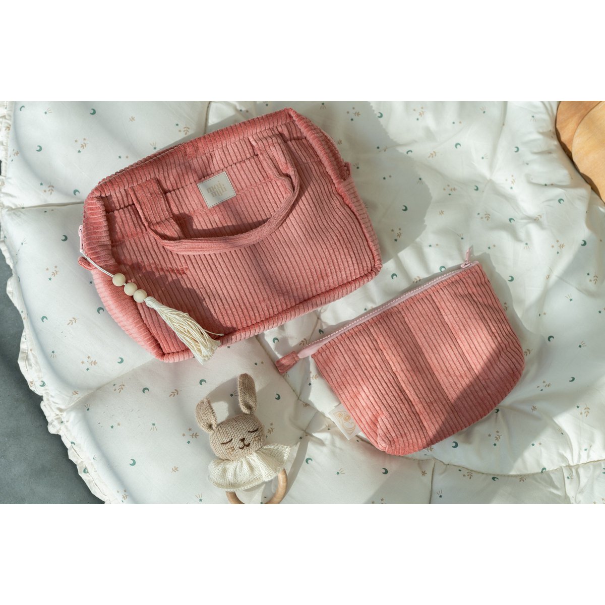 Make-up tasjes set 2 stuks katoen koraal