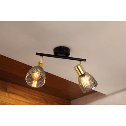 Plafondlamp Lindita 2 spots 34,5 cm metaal glas