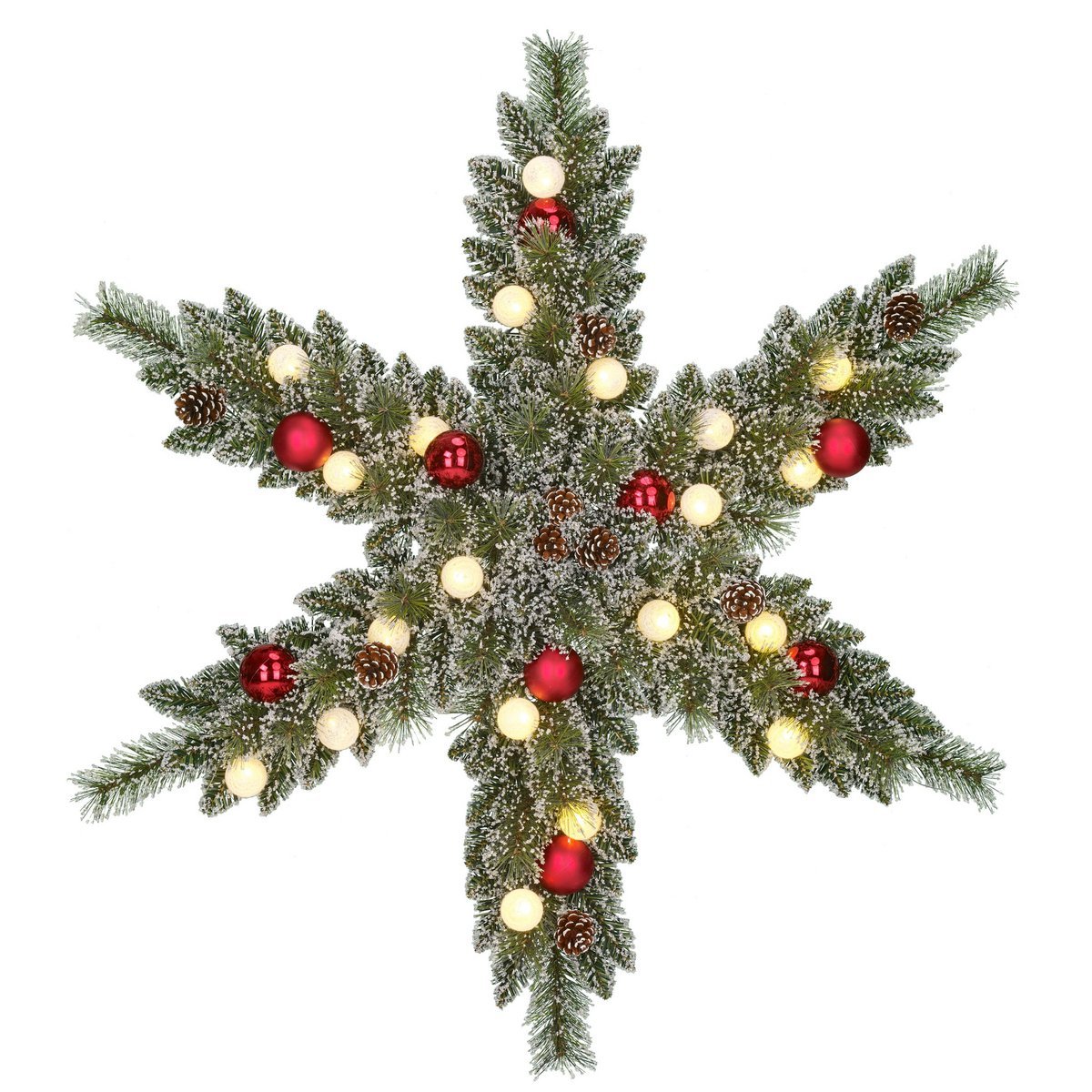 Kerstkrans ster Ø90 cm groen frosted met LED