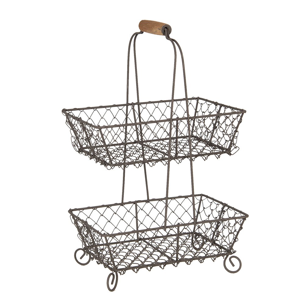 Etagère 2 laags 23x15x37 cm Zwart IJzer fruitschaal etagère