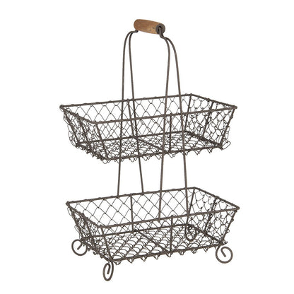 Etagère 2 laags 23x15x37 cm Zwart IJzer fruitschaal etagère
