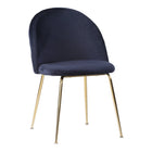 Eetkamerstoel fluweel blauw messinglook set 2