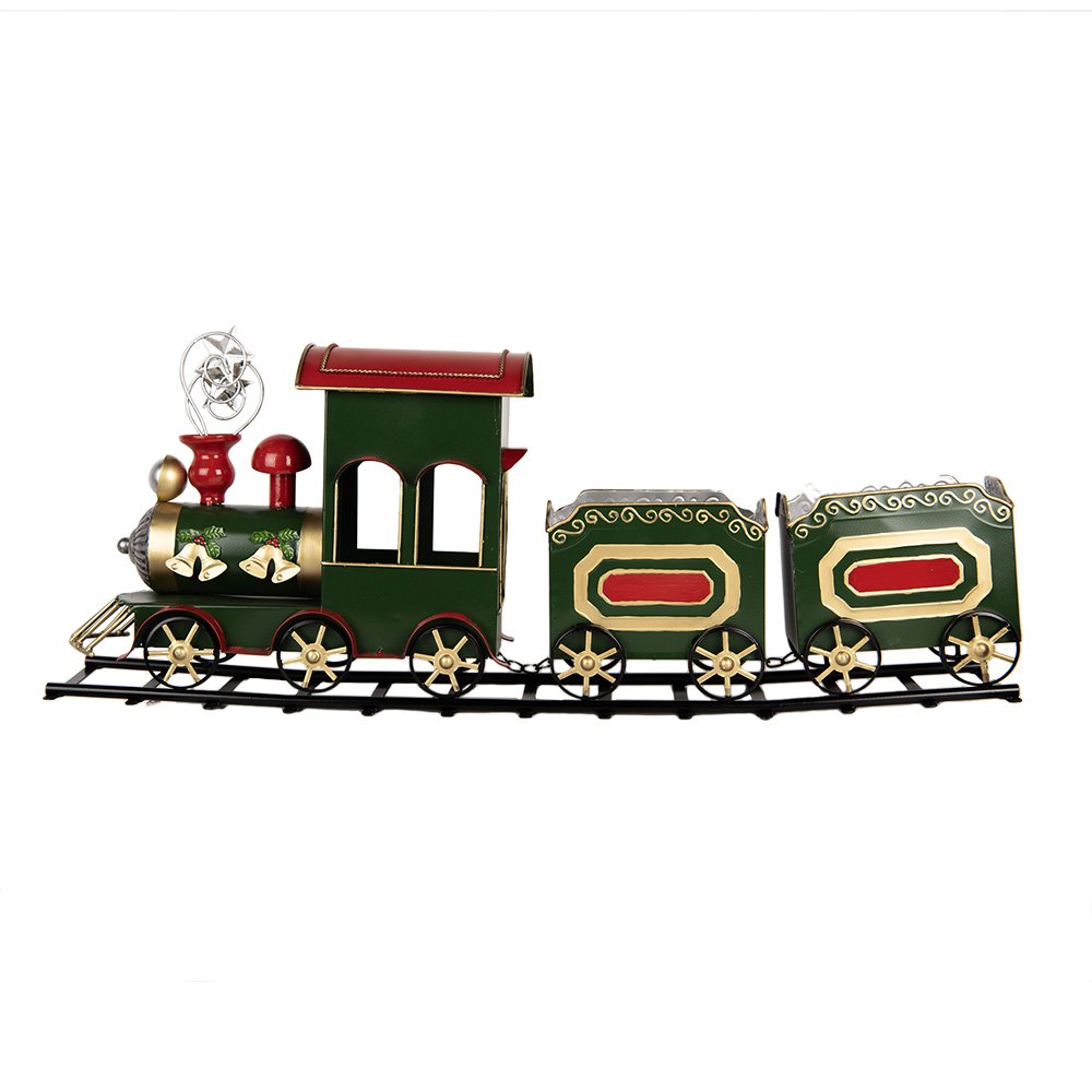 Kerstdecoratie trein 77x15x31 cm groen metaal