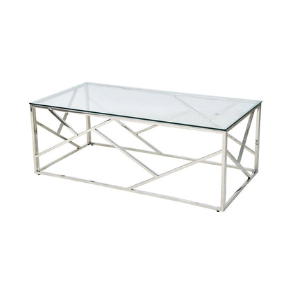 Salontafel 120x60 cm glas zilver