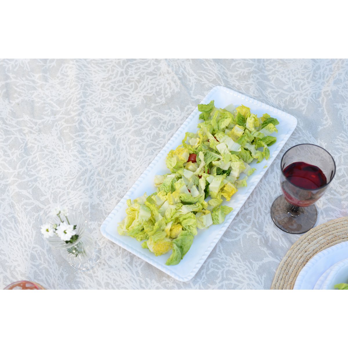 Rectangular white melamine drawer insert 43.5x21x2.5cm