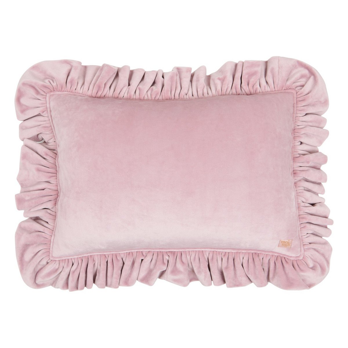 Kussen lichtroze fluweel 40x60 cm ruche