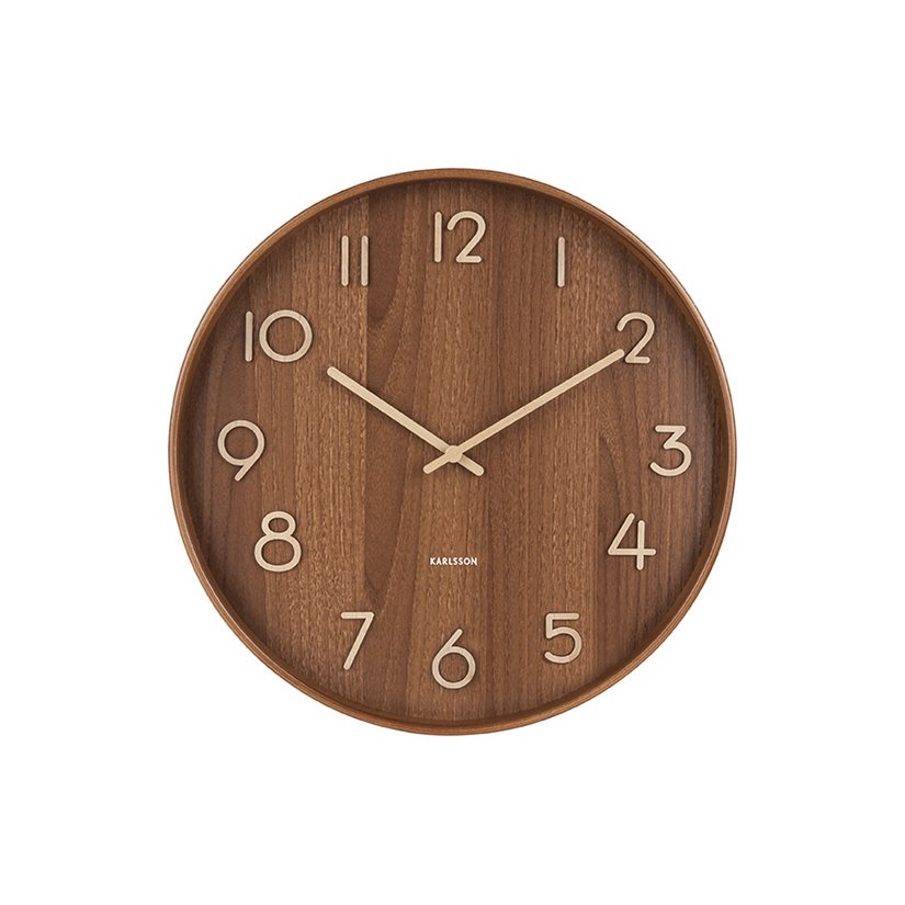 Wandklok 40 cm notenhout bruin