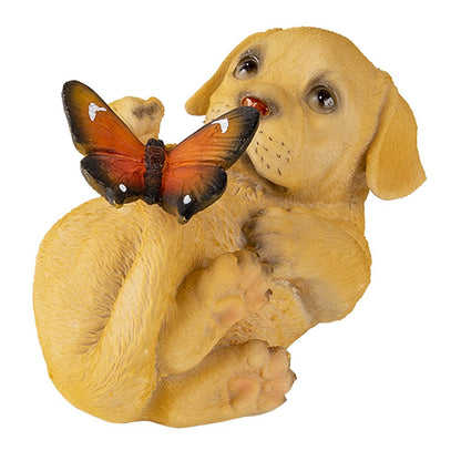 Hond beeld 14x9x10 cm bruin kunststof