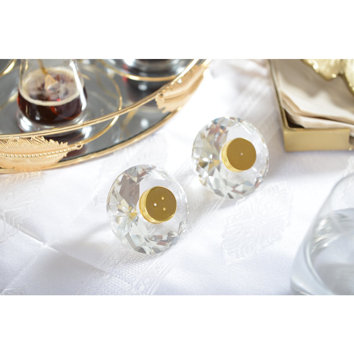 Zout en peperstel 7 cm kristal goud