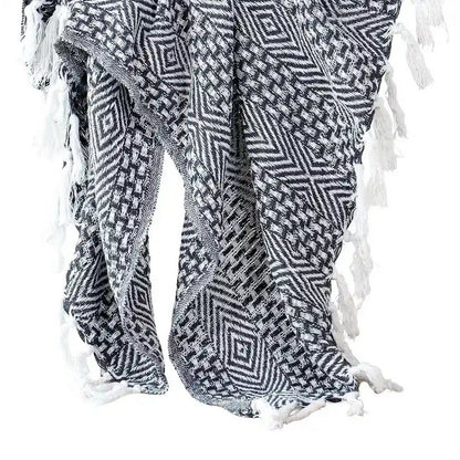 Plaid 125x155 cm katoen zwart wit geometrisch