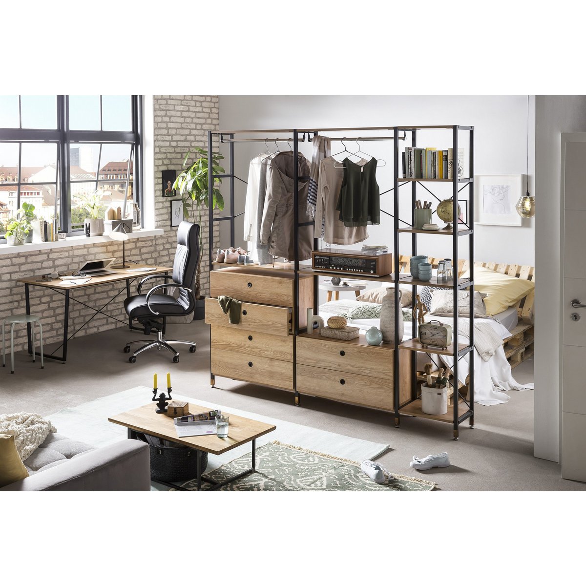 Eettafel 140x70x73 cm MDF acacia-look metaal zwart bruin