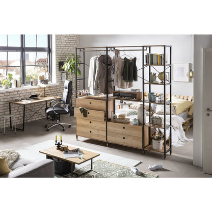 Eettafel 140x70x73 cm MDF acacia-look metaal zwart bruin