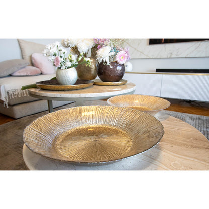 Moka rond 40x40x7 cm grijs glas