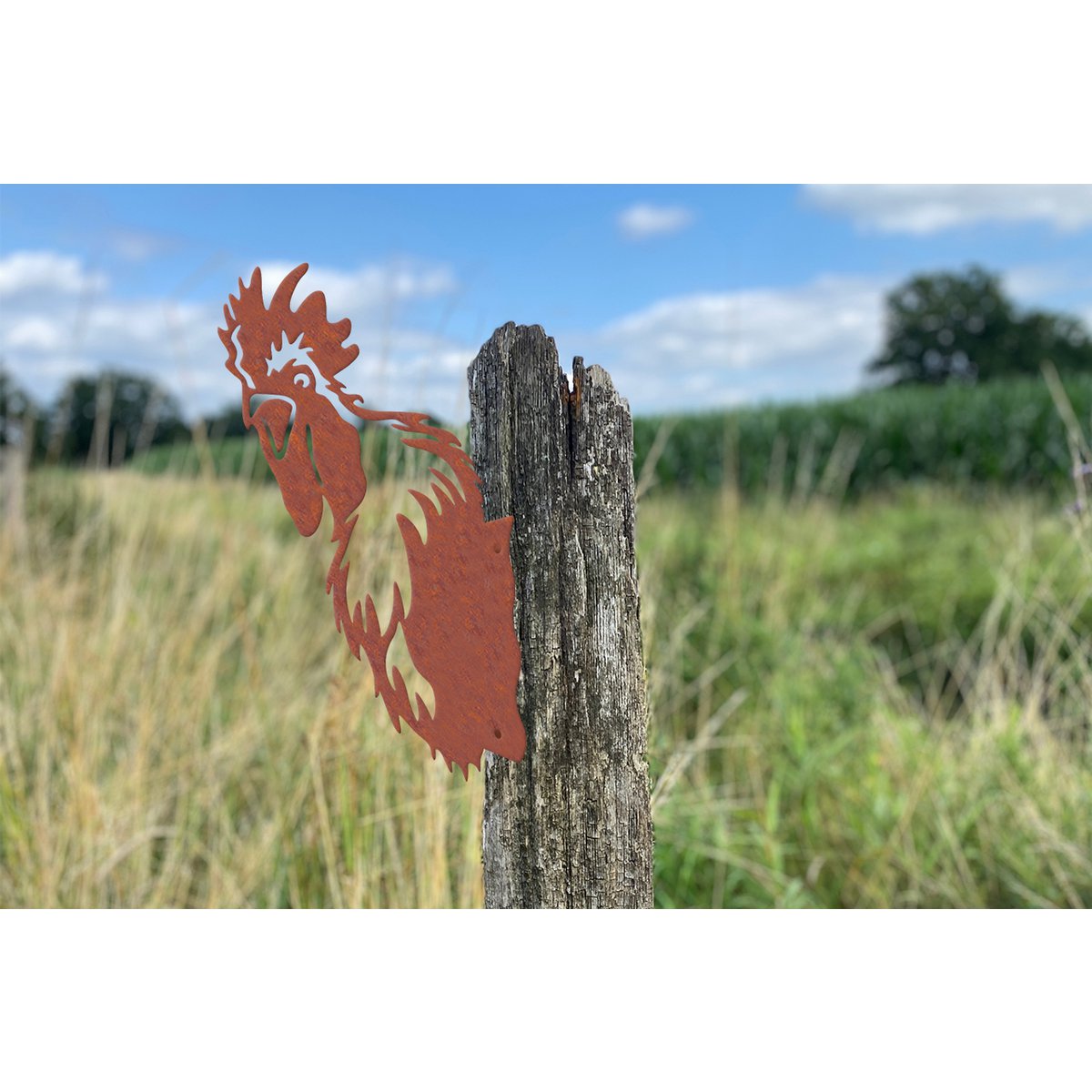 Wandornament haan roest 31,7x16,3x0,2 cm staal