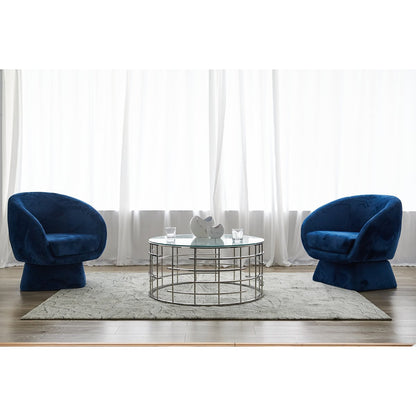 Salontafel Ø 90 cm glas staal zilver