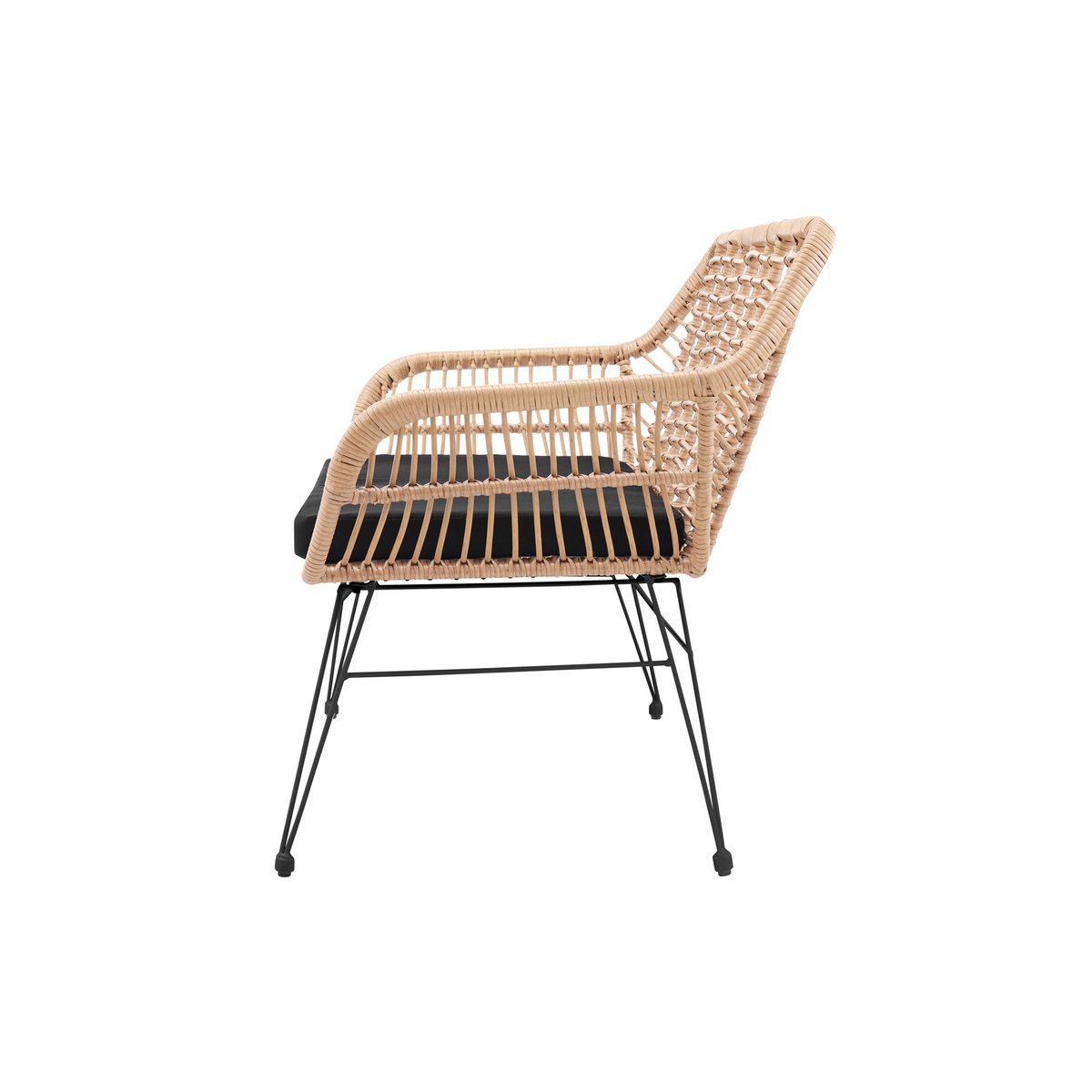 Bank naturel rotan look metaal frame 120x69x85 cm