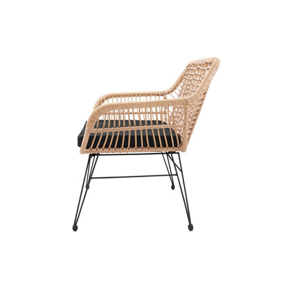 Bank naturel rotan look metaal frame 120x69x85 cm