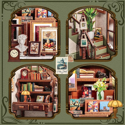 3D DIY huisje Gallery Bookstore 15,5x16,3x19 cm hout