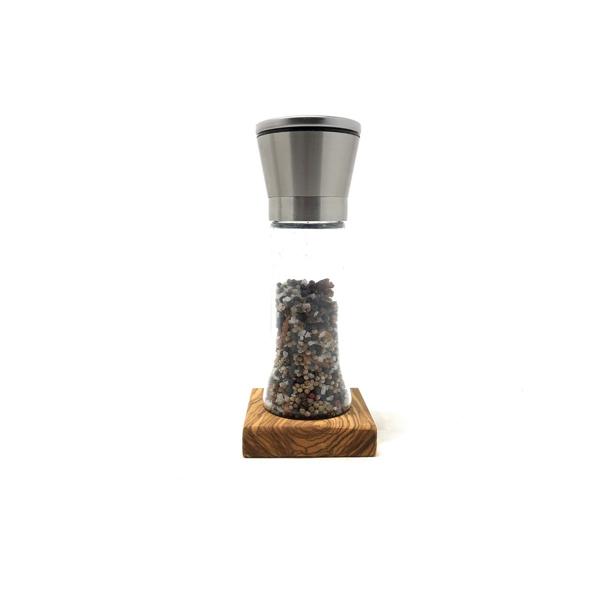 Onderzetter zout pepermolen hout staal beige bruin