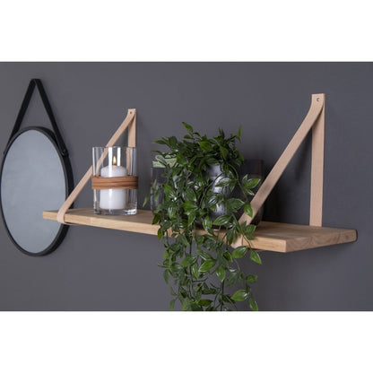 Wandplank 120x20 cm hout leer