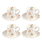 Koffiekopjes met schotels 80 ml wit goud set van 4