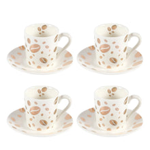 Koffiekopjes met schotels 80 ml wit goud set van 4