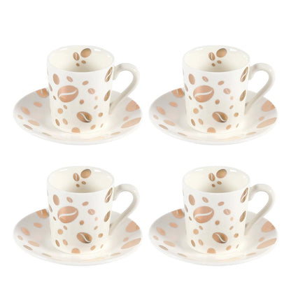 Koffiekopjes met schotels 80 ml wit goud set van 4