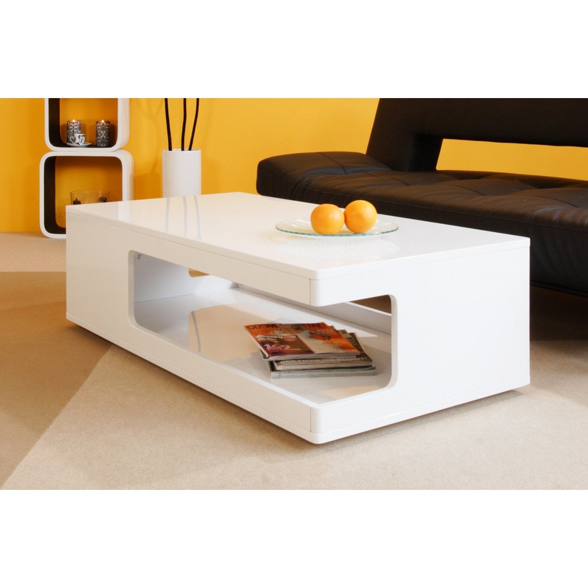 Salontafel 120x60x35 cm hoogglans wit MDF
