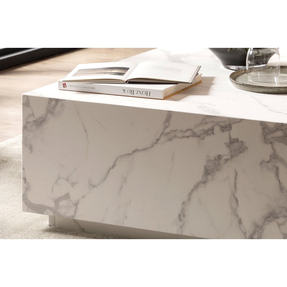 Salontafel 90x90x35 cm wit marmerlook MDF