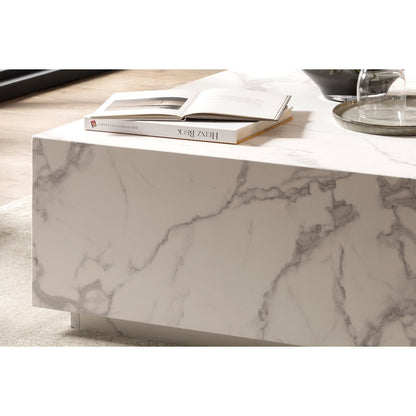 Salontafel 90x90x35 cm wit marmerlook MDF