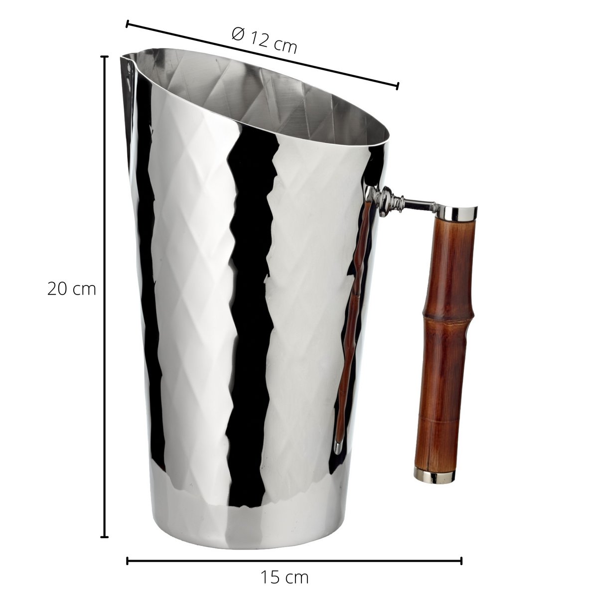 Krug 20 cm bamboe staal zilver