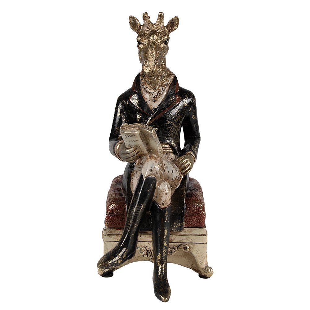 Beeld Giraf 22 cm Goudkleurig Zwart Polyresin