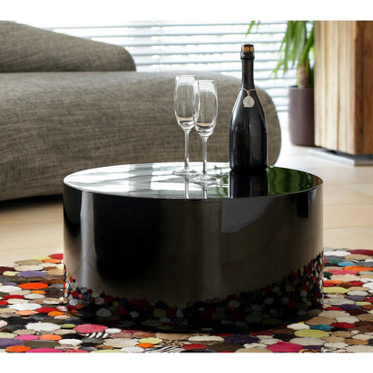 Salontafel 60 cm rond zwart hoogglans MDF