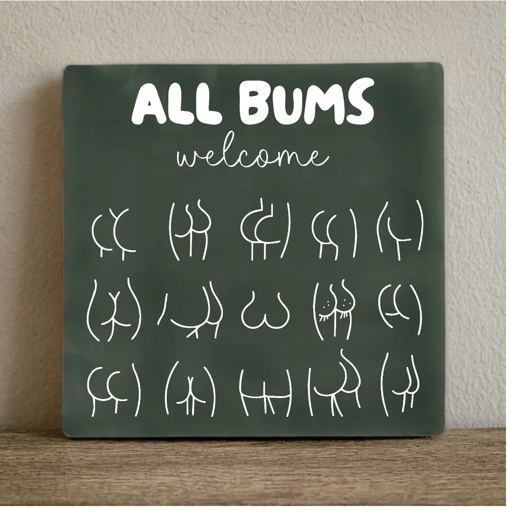 Tegeltje all bums 10x10 cm