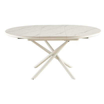 Eettafel rond 120 cm wit uitbreidbaar