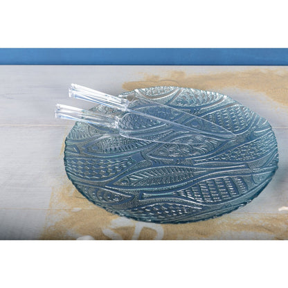 Bord rond lichtblauw vis 32,5 cm glas