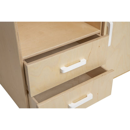 Poppencommode hout naturel wit
