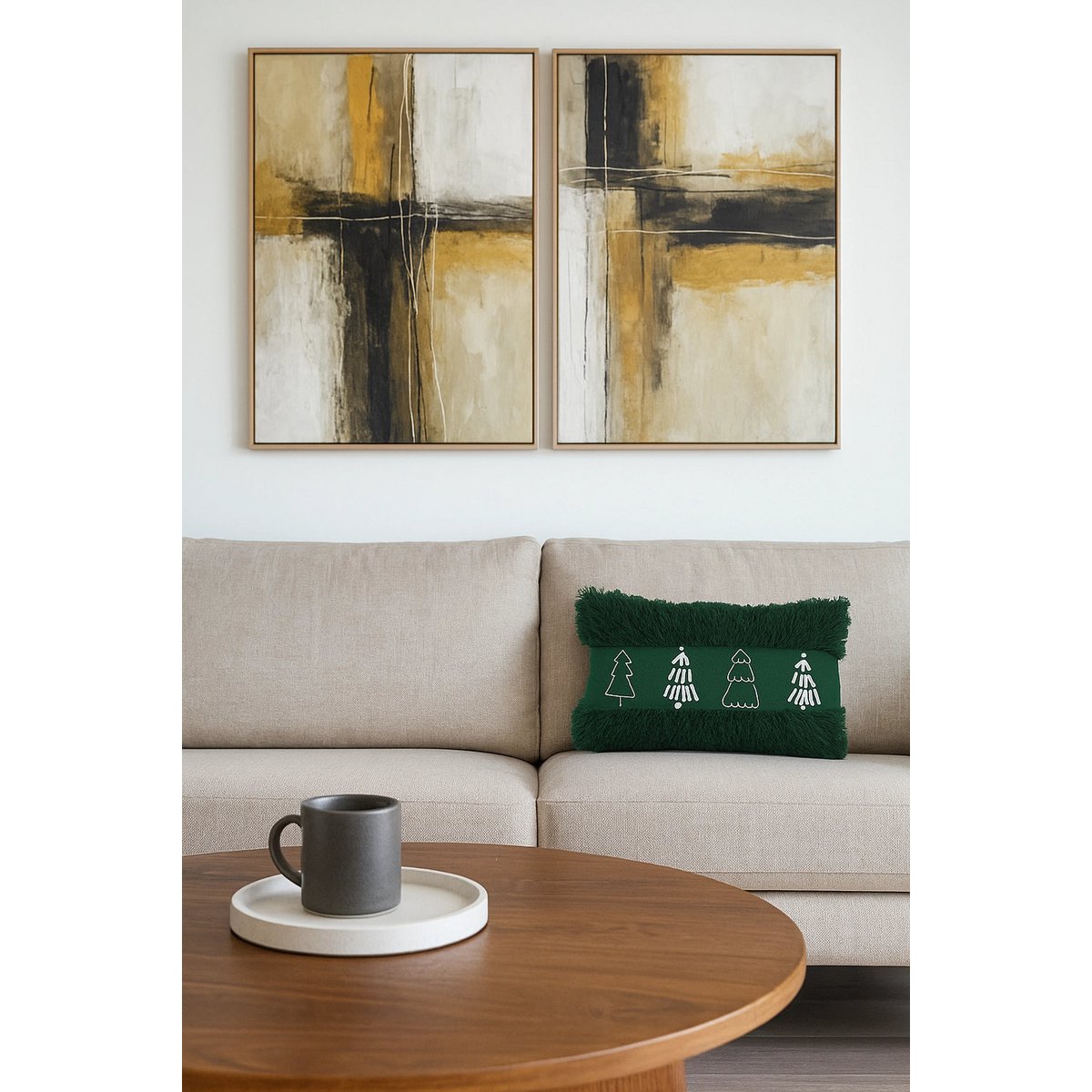 Kussenhoes kerstbomen 35x50 cm groen wit